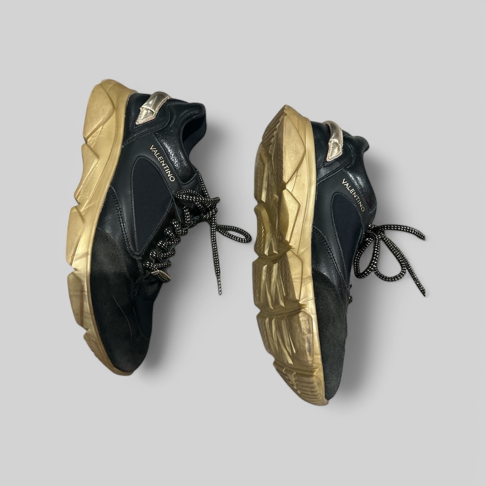 Valentino Black and Gold Athletic Shoes with Chunky Design - Picture 2 of 16